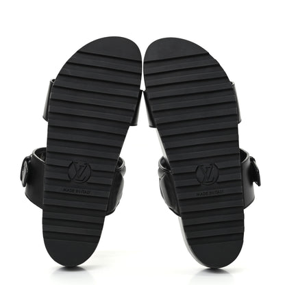 Louis Vuitton Calfskin New Wave Bom Dia Mule Sandals 38 Black 6 of 10