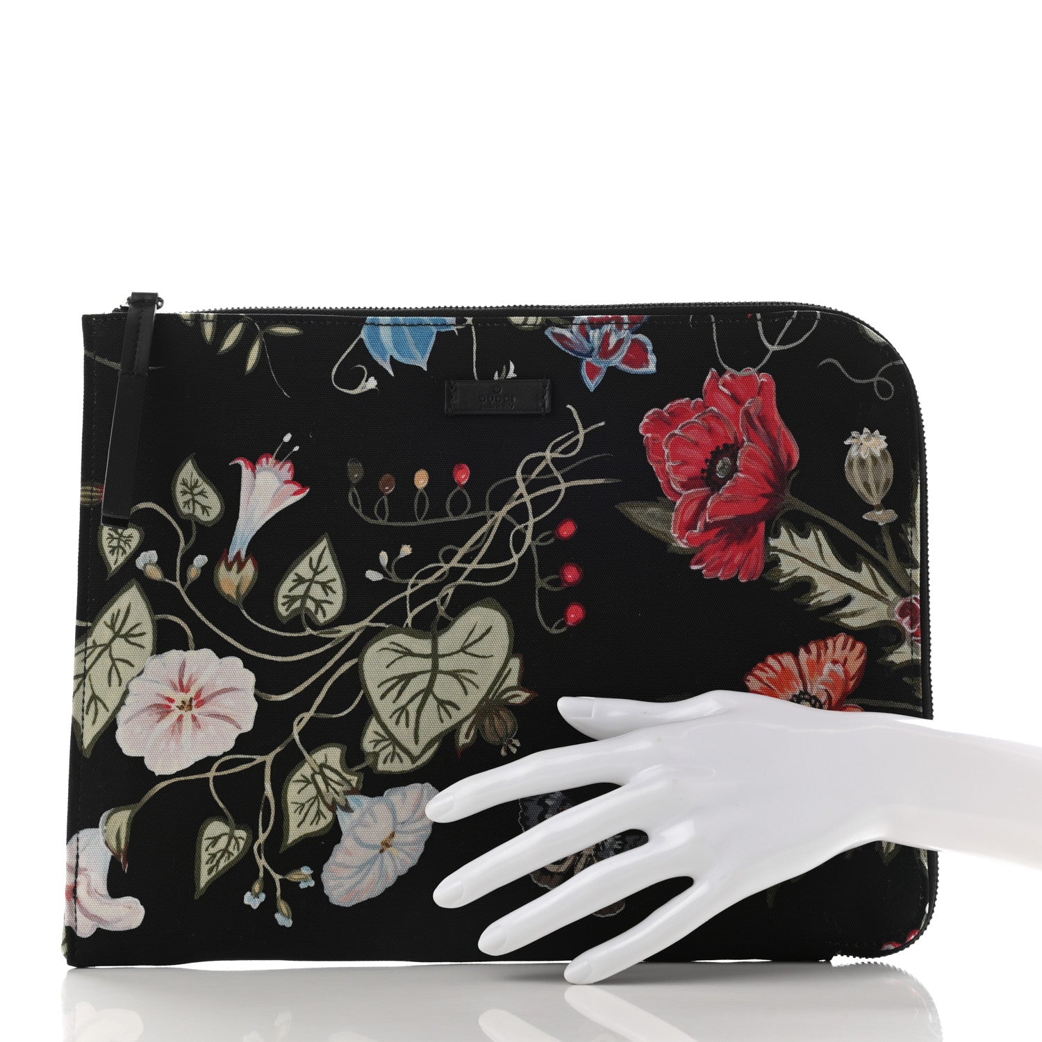 Gucci Canvas Flora Knight Travel Laptop Document Case Black 2 of 8