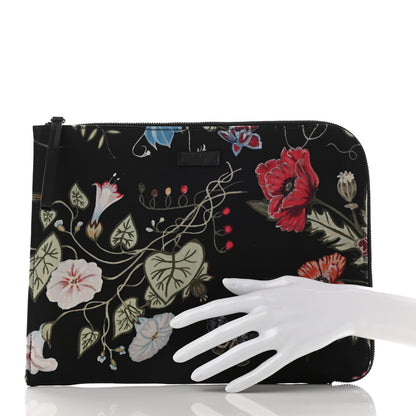 Gucci Canvas Flora Knight Travel Laptop Document Case Black 2 of 8