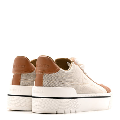 Hermes Canvas Calfskin Womens Voltage Sneakers 40 Prunoir Naturel 5 of 12