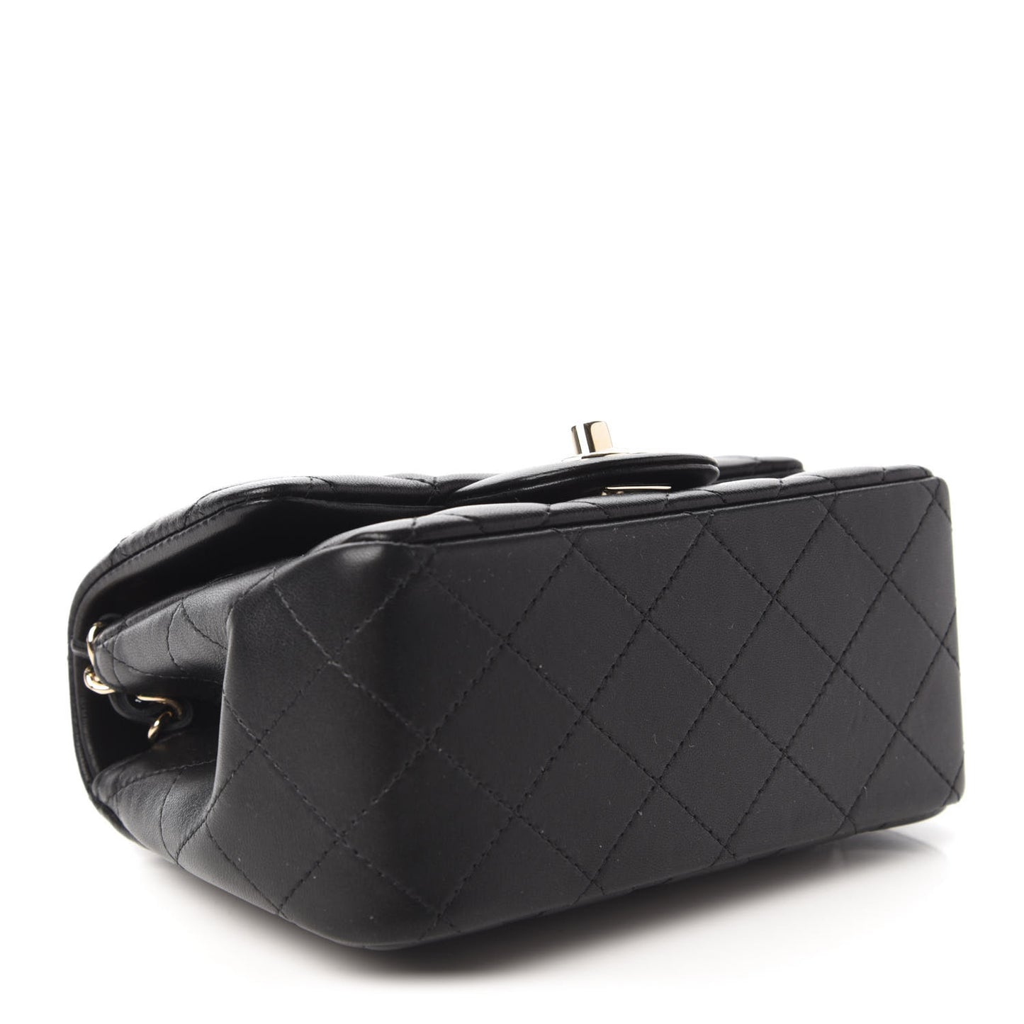Lambskin Quilted Mini Square Flap Black
