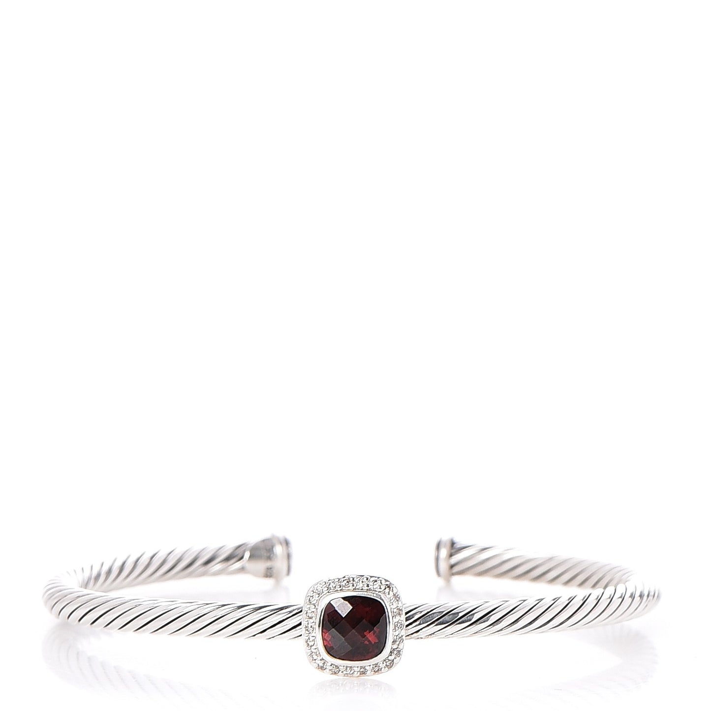 Sterling Silver Diamond Garnet 4mm Noblesse Cable Bracelet
