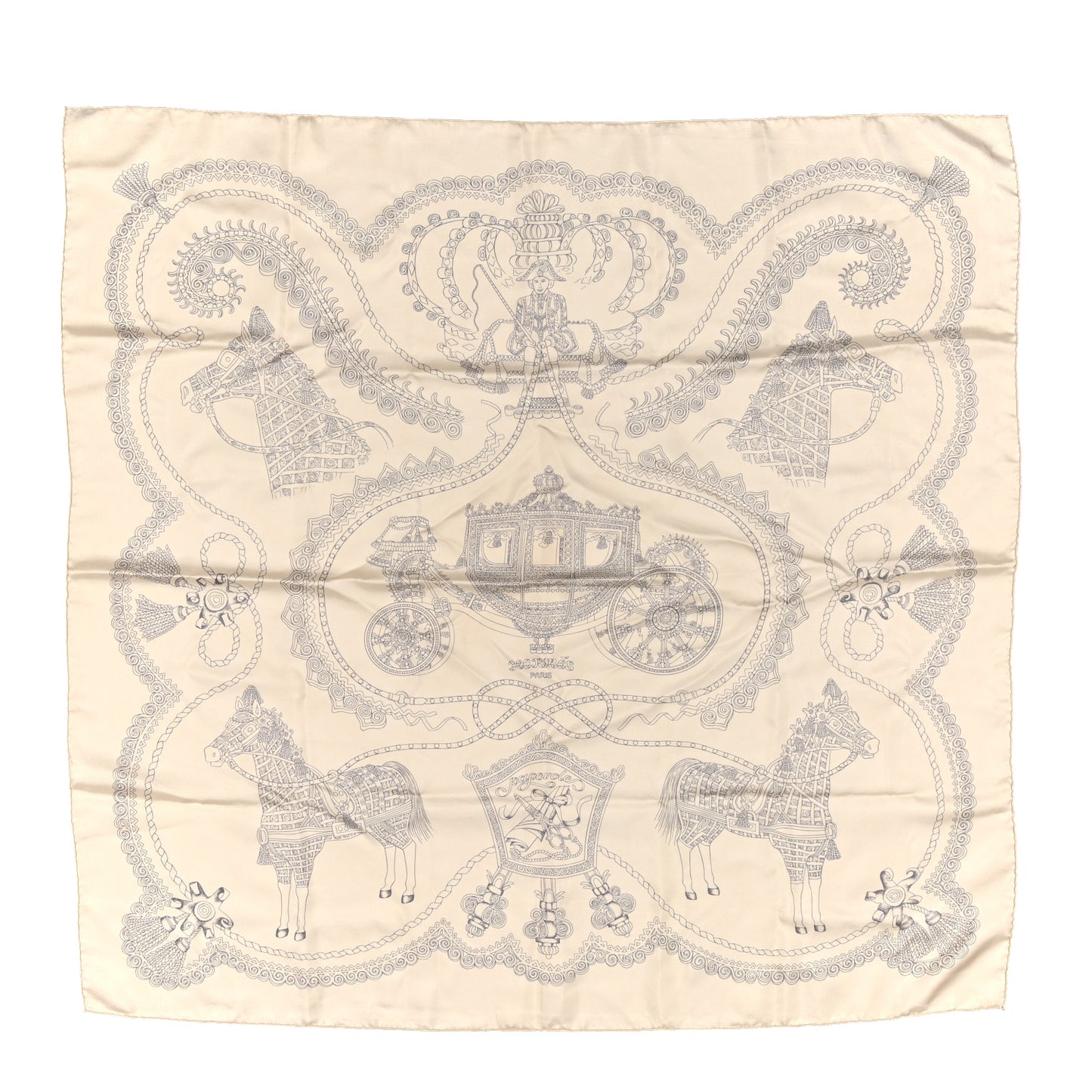 Silk Paperoles Scarf 90 Beige