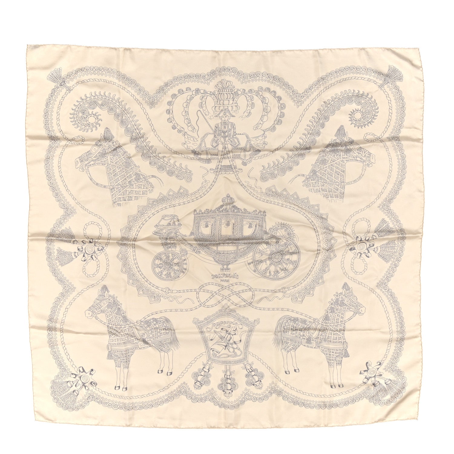 Hermes Silk Paperoles Scarf 90 Beige 1 of 12