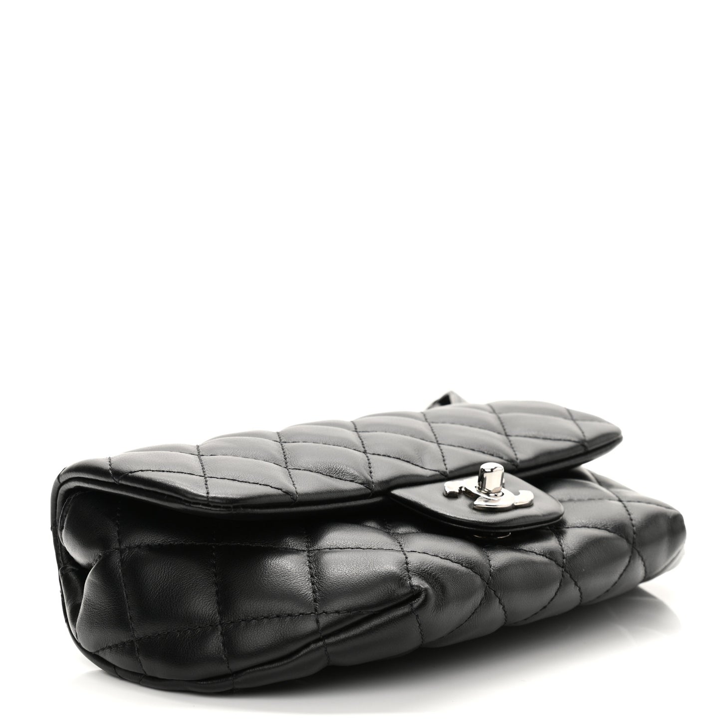 Calfskin Quilted CC Uniform Flap Belt Bag Black