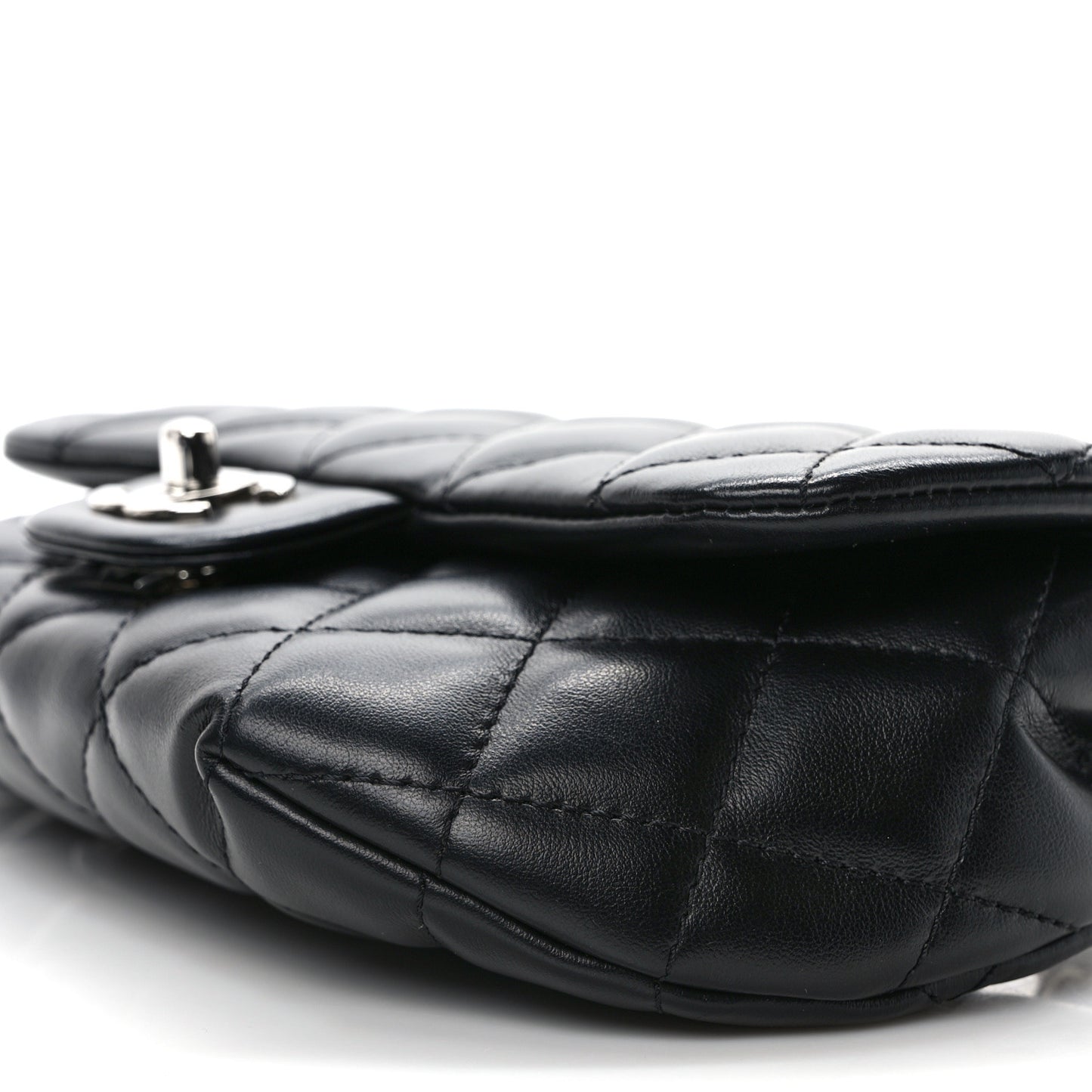 Calfskin Quilted CC Uniform Flap Belt Bag Black