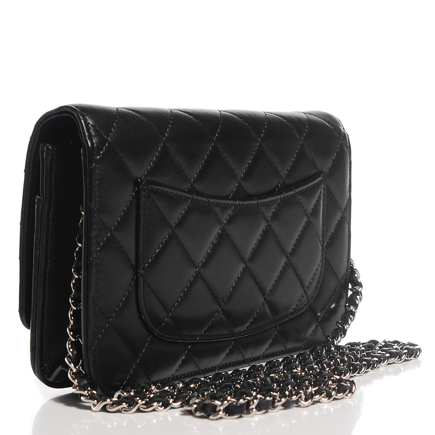 Lambskin Quilted Wallet on Chain WOC Black