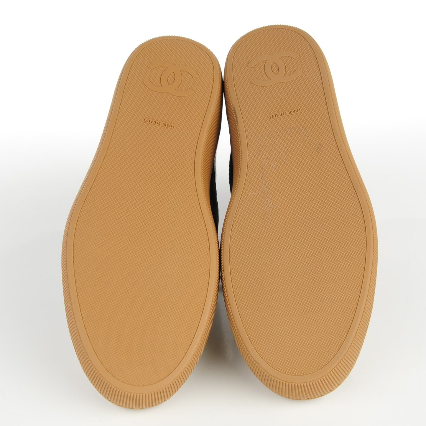 Calfskin Quilted Hightop Tennis Shoes 35.5 Light Brown