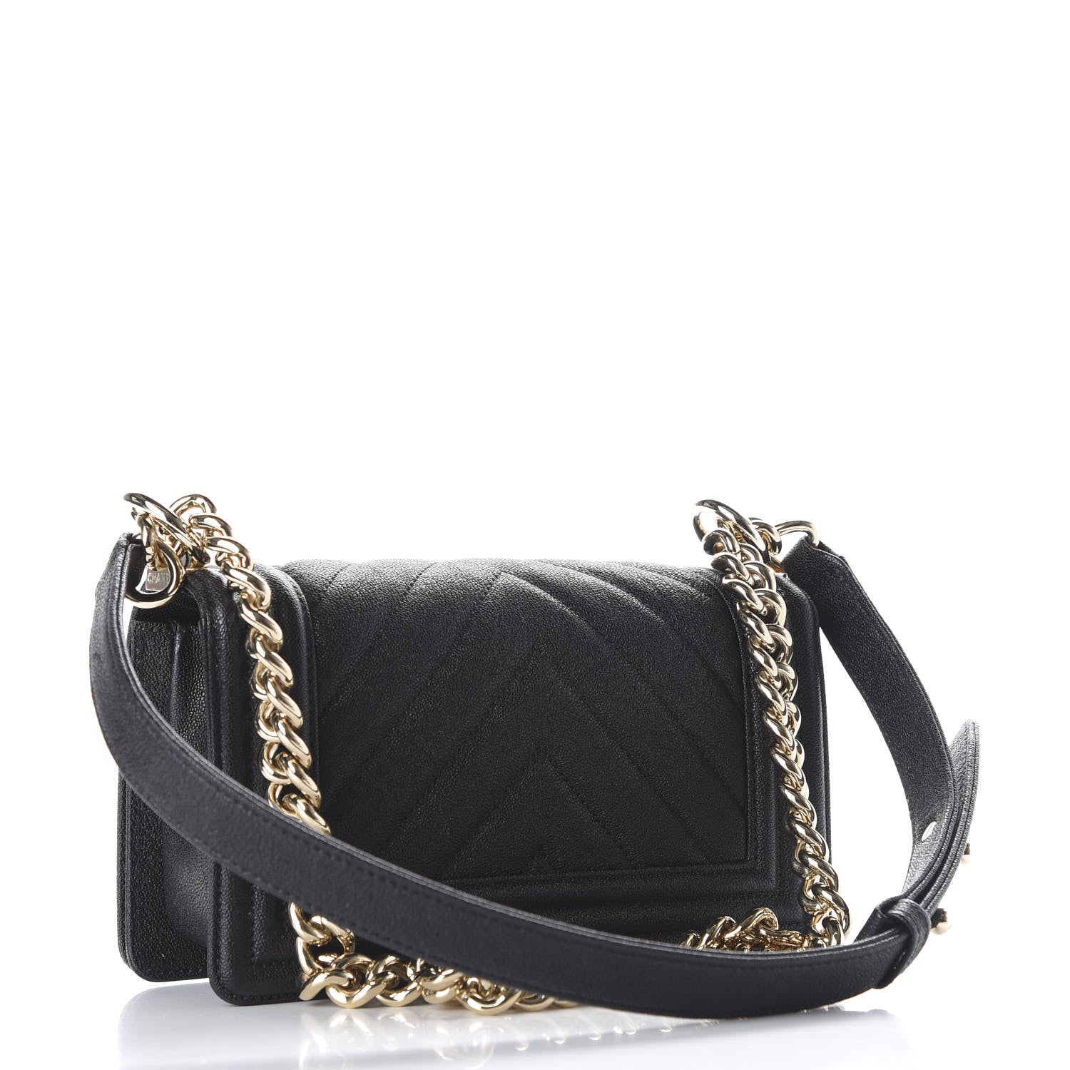 Chanel Caviar Chevron Quilted Small Boy Flap Black 2 of 10