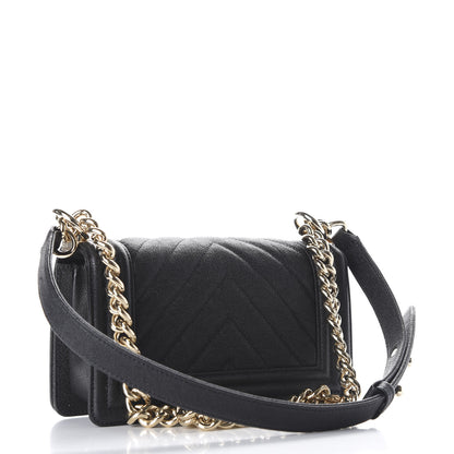 Chanel Caviar Chevron Quilted Small Boy Flap Black 2 of 10