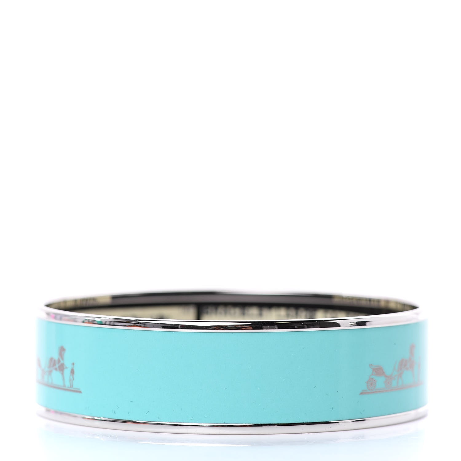 Hermes Enamel Printed Wide Caleche Bracelet 70 Bleu Atoll 3 of 6