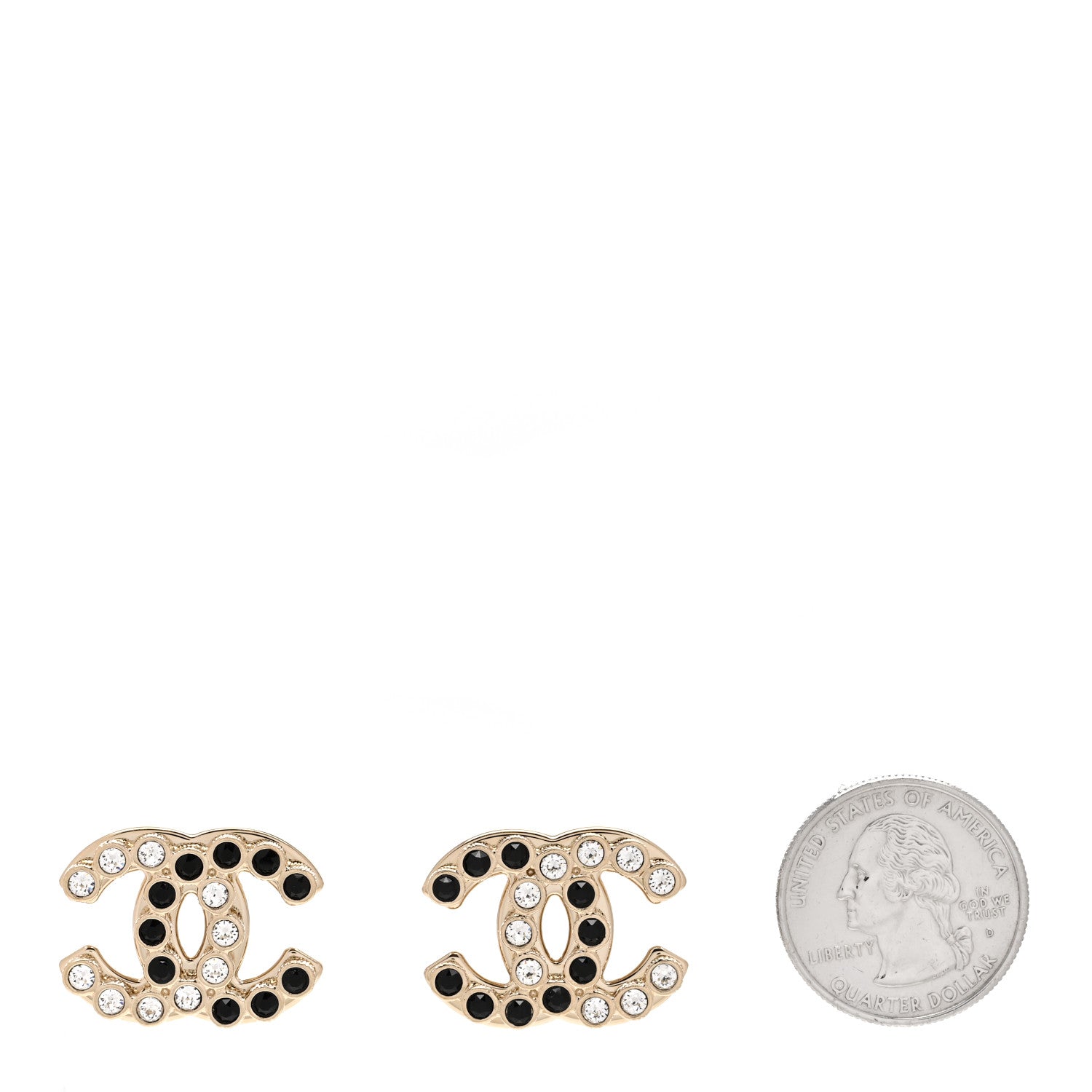 Chanel Crystal CC Earrings Black Gold 2 of 5