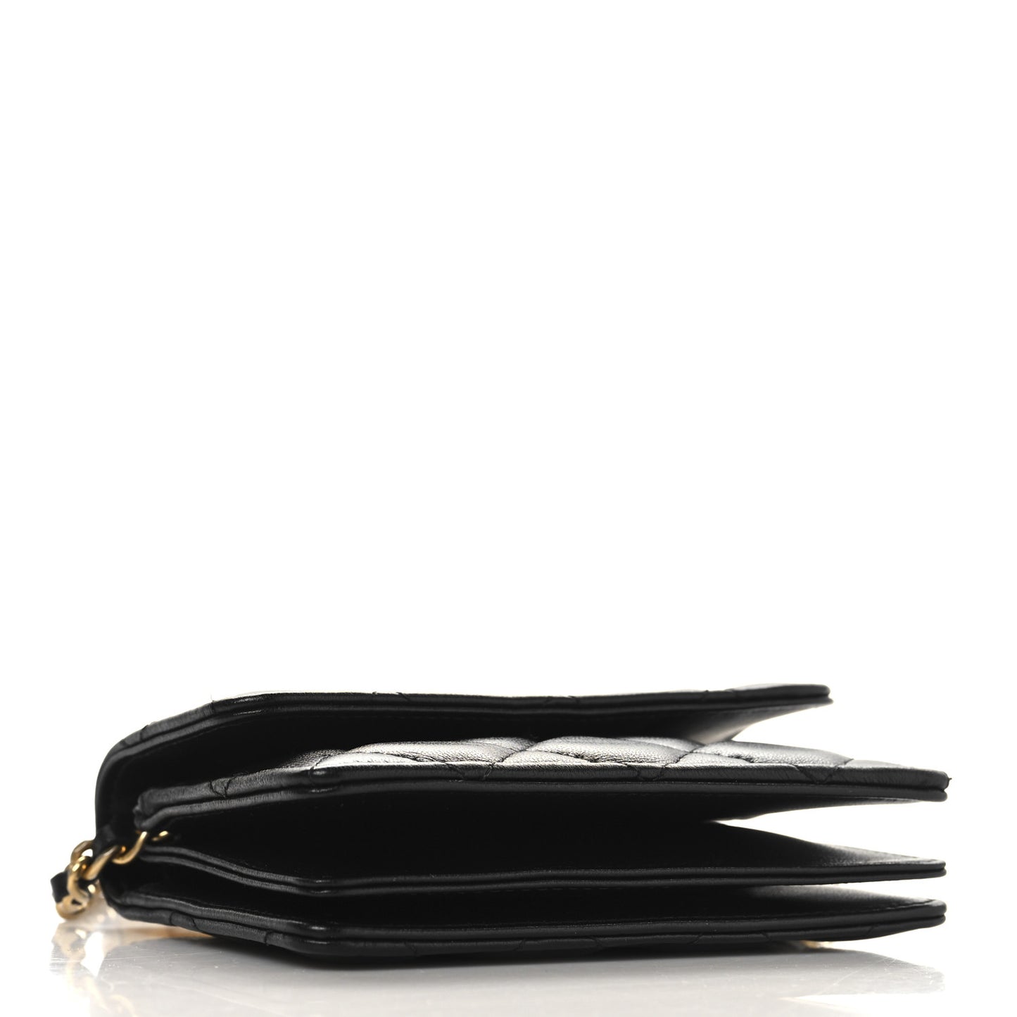 Lambskin Quilted Pearl Crown Clutch With Chain Black
