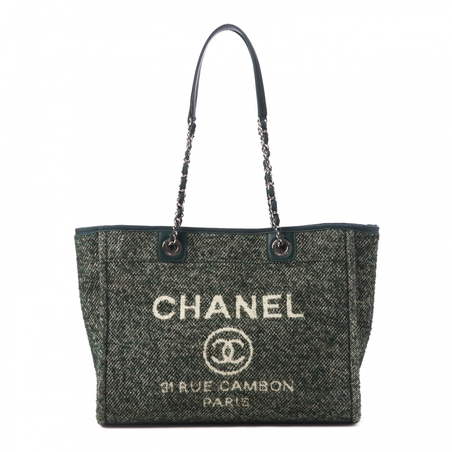 Chanel Mixed Fibers Calfskin Small Deauville Tote Green 1 of 9