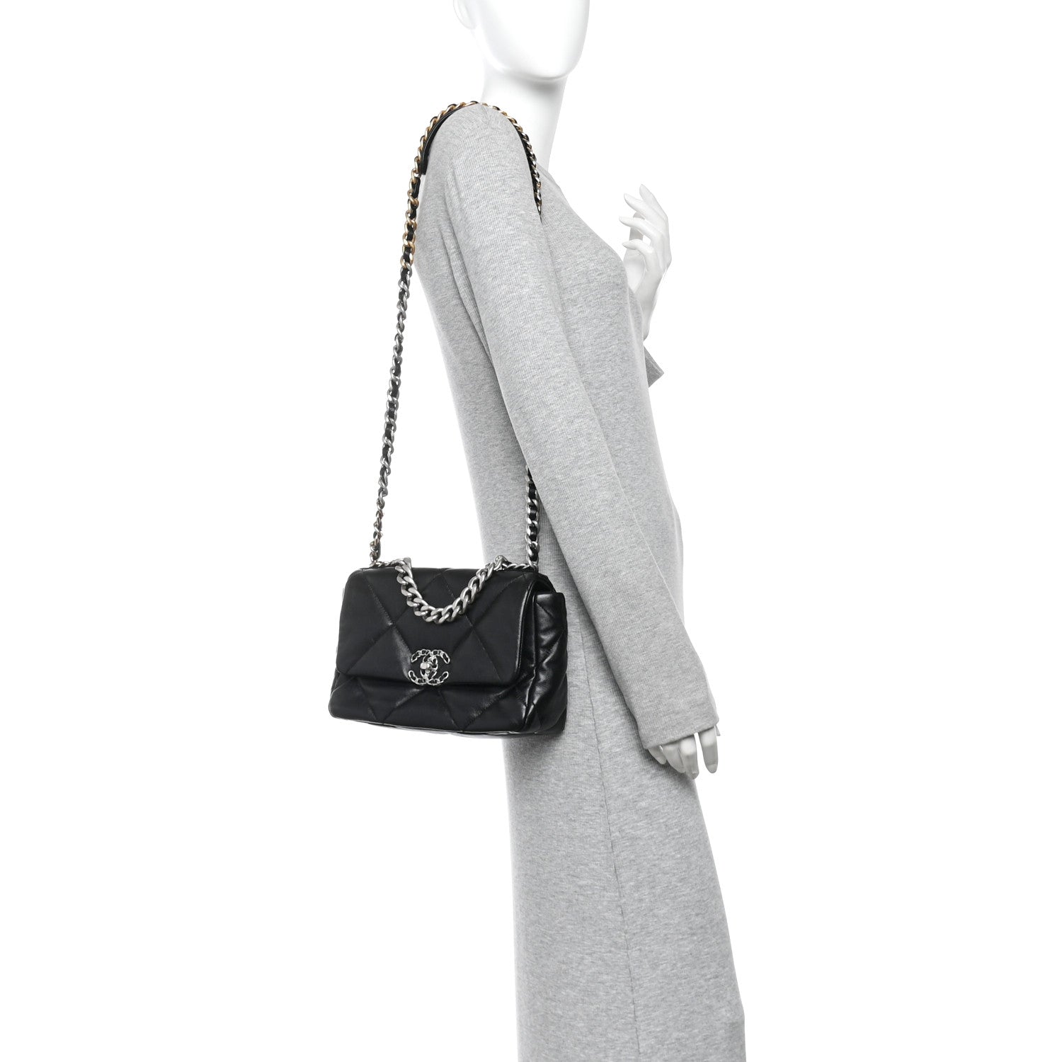 Chanel Lambskin Quilted Medium Chanel 19 Flap Black 2 of 10