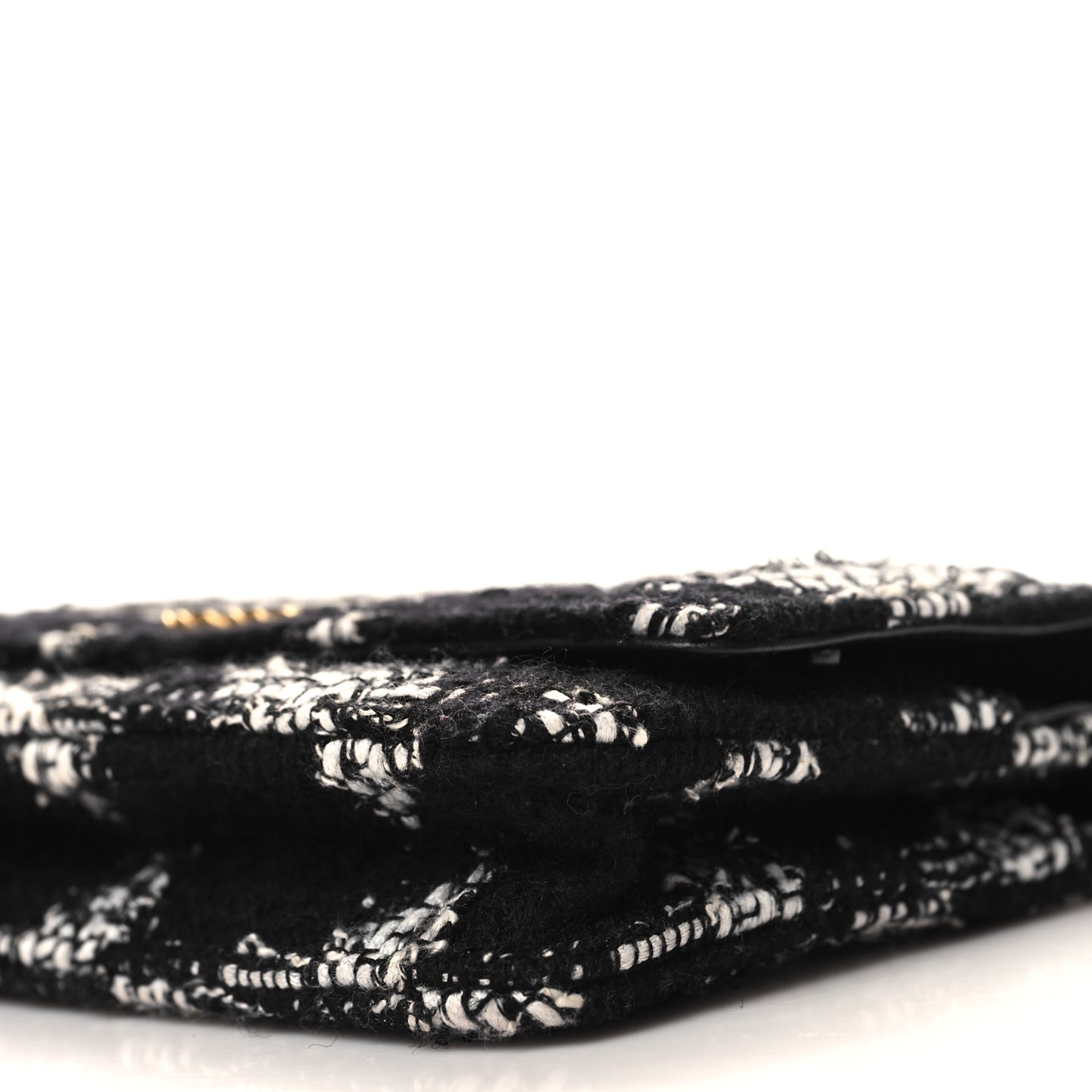 Tweed Quilted Chanel 19 Wallet On Chain WOC Black White
