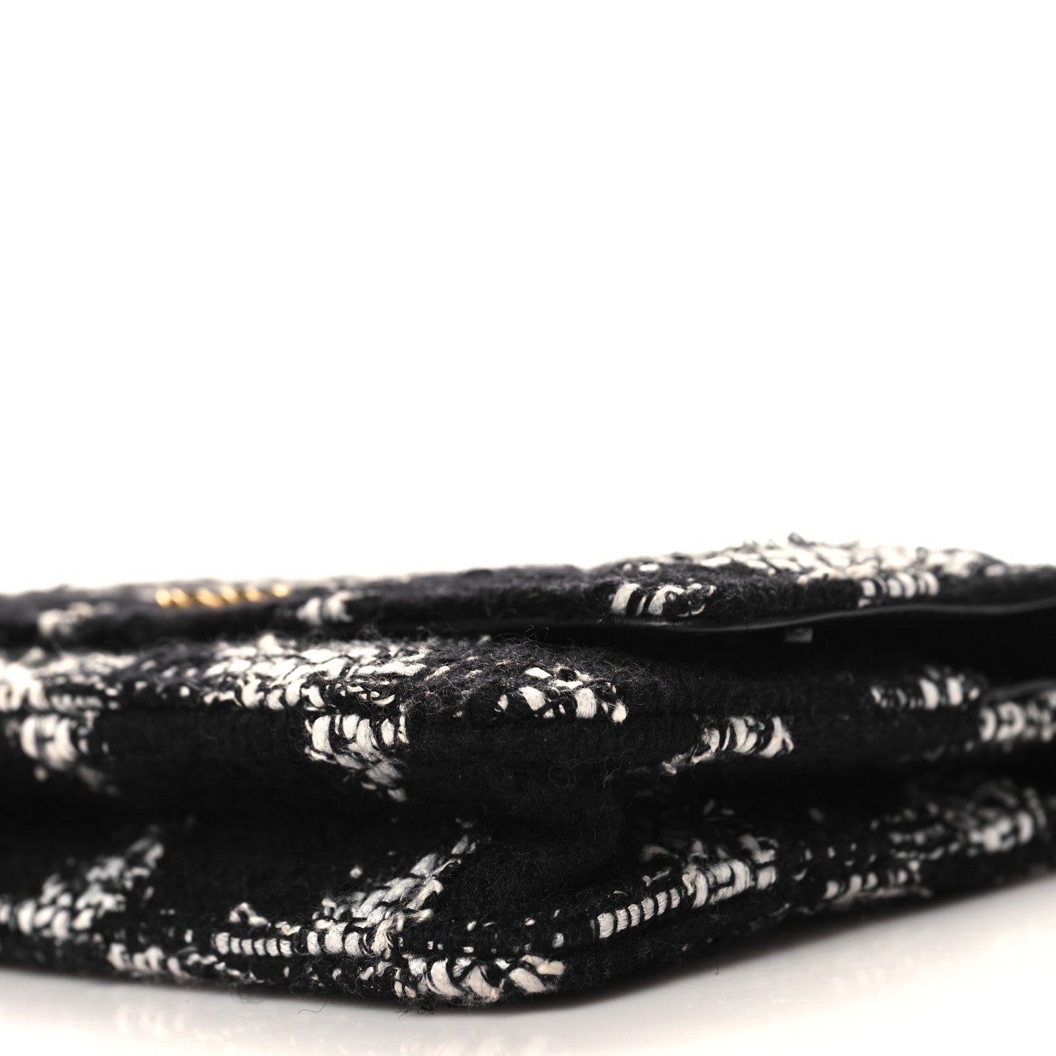 Chanel Tweed Quilted Chanel 19 Wallet On Chain WOC Black White 11 of 12