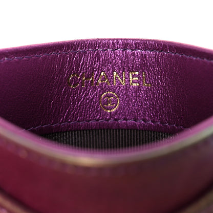 Chanel Iridescent Lambskin Quilted Card Holder Purple 6 of 9