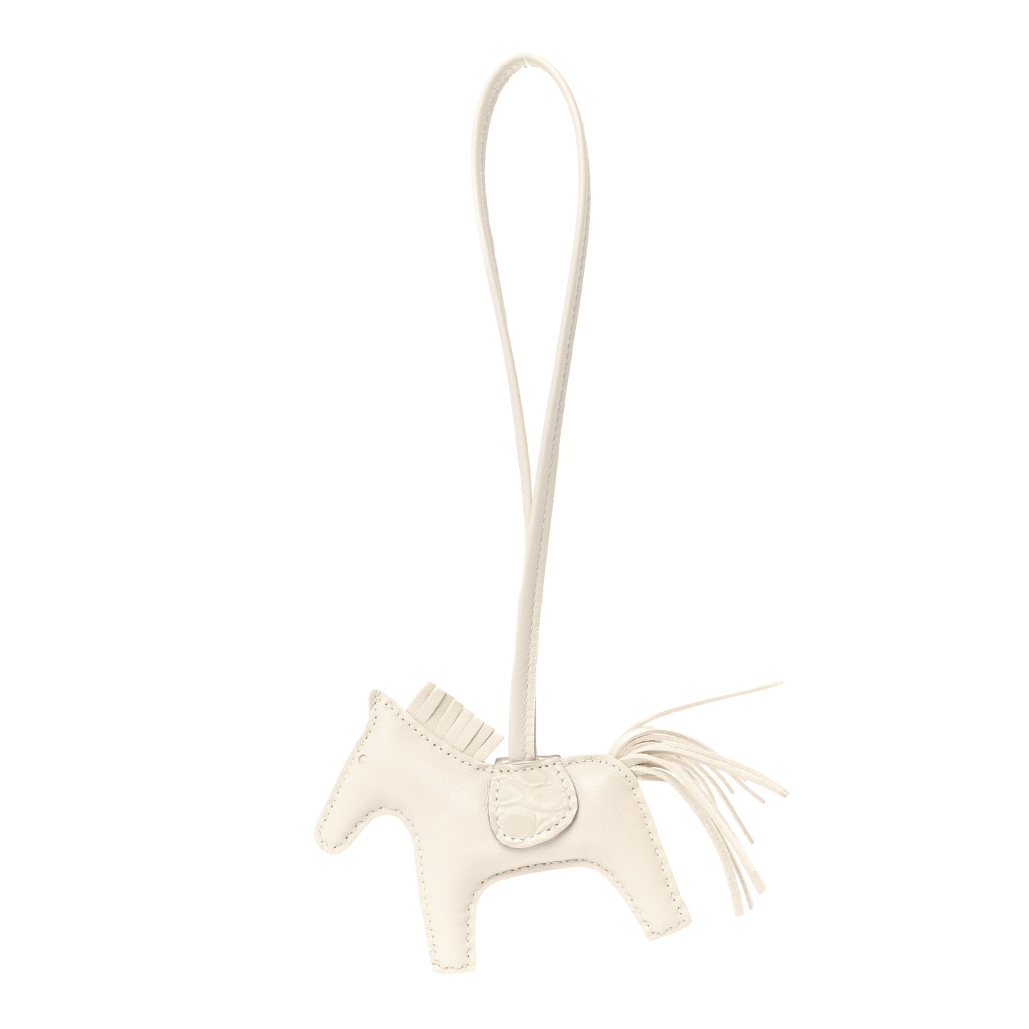 Milo Lambskin Matte Alligator Touch Grigri Rodeo Horse Bag Charm PM Craie Nata Beton