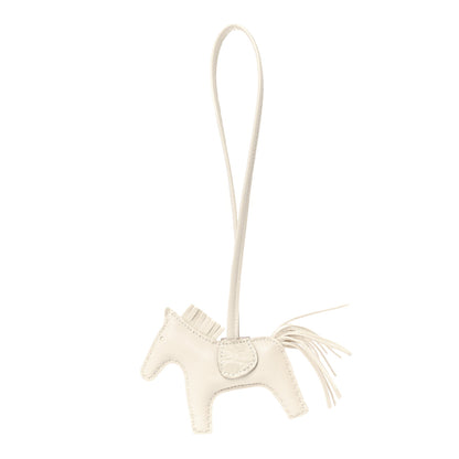 Hermes Milo Lambskin Matte Alligator Touch Grigri Rodeo Horse Bag Charm PM Craie Nata Beton 1 of 4