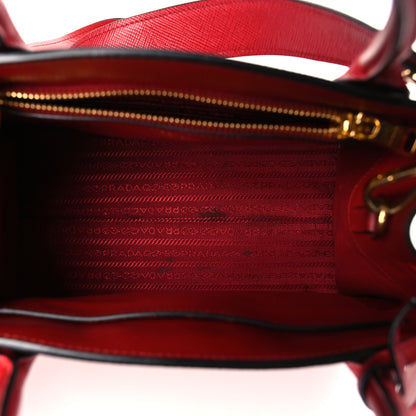 Prada Saffiano Cuir Calfskin Small Monochrome Top Handle Tote Fuoco 5 of 9