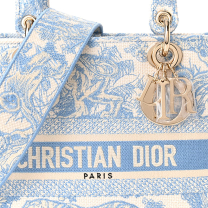 Christian Dior Canvas Toile De Jouy Embroidered Medium Lady D-Lite Blue 7 of 9