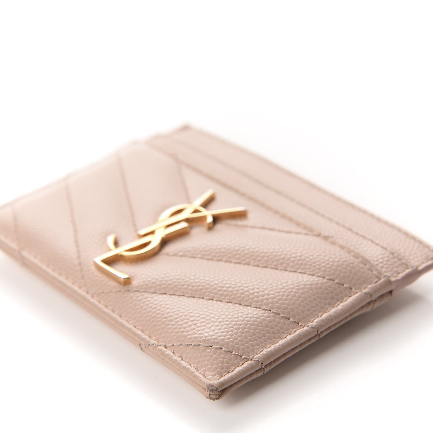 Grain De Poudre Matelasse Chevron Monogram Credit Card Case Pale Pink