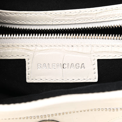 Balenciaga Extra Supple Calfskin Crocodile Embossed Medium Le Cagole Shoulder Bag White 6 of 10