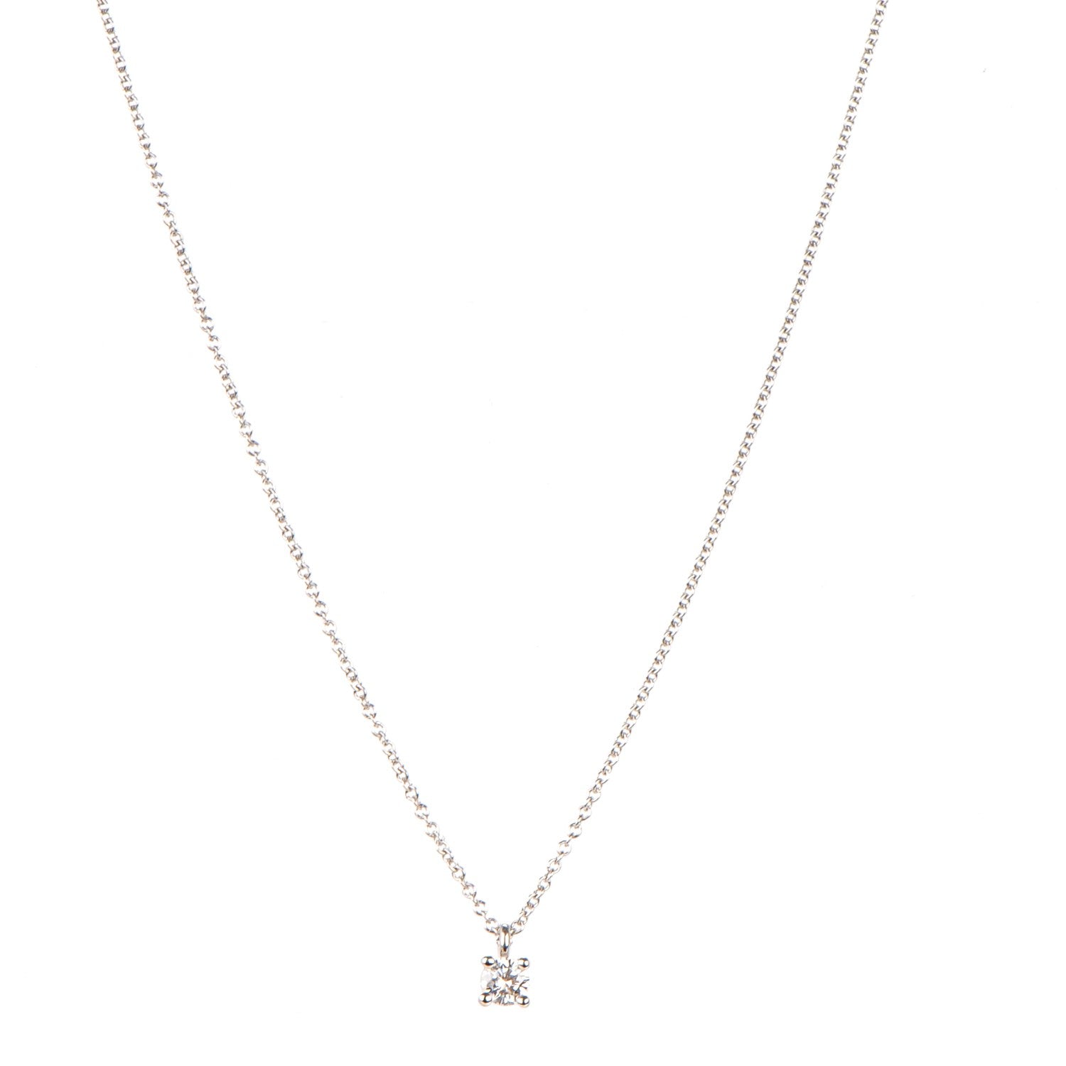 Tiffany Platinum Diamond .17ct Solitaire Pendant Necklace 1 of 4