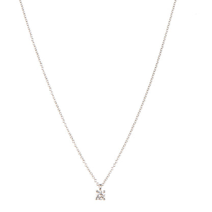 Tiffany Platinum Diamond .17ct Solitaire Pendant Necklace 1 of 4