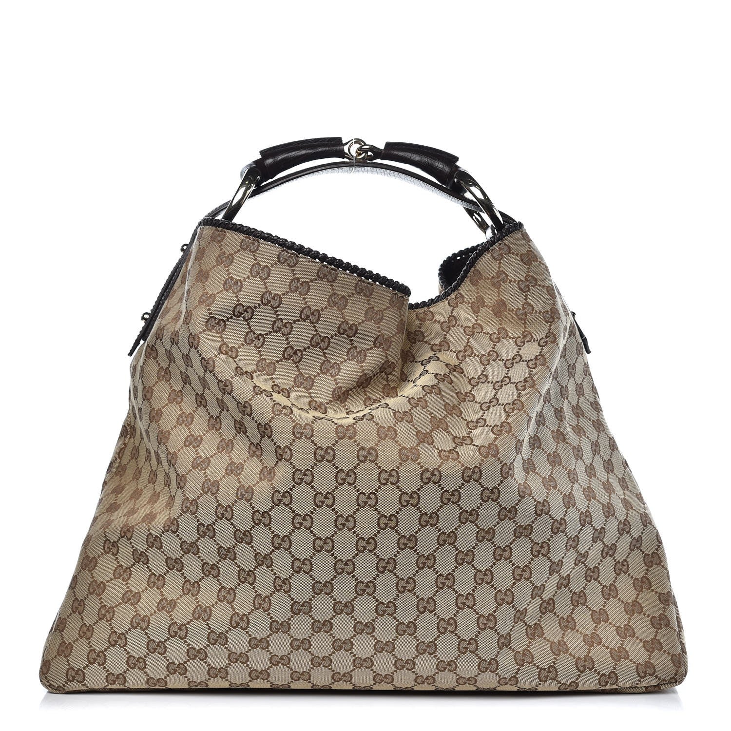 Gucci Monogram Large Horsebit Chain Hobo Dark Brown 1 of 7