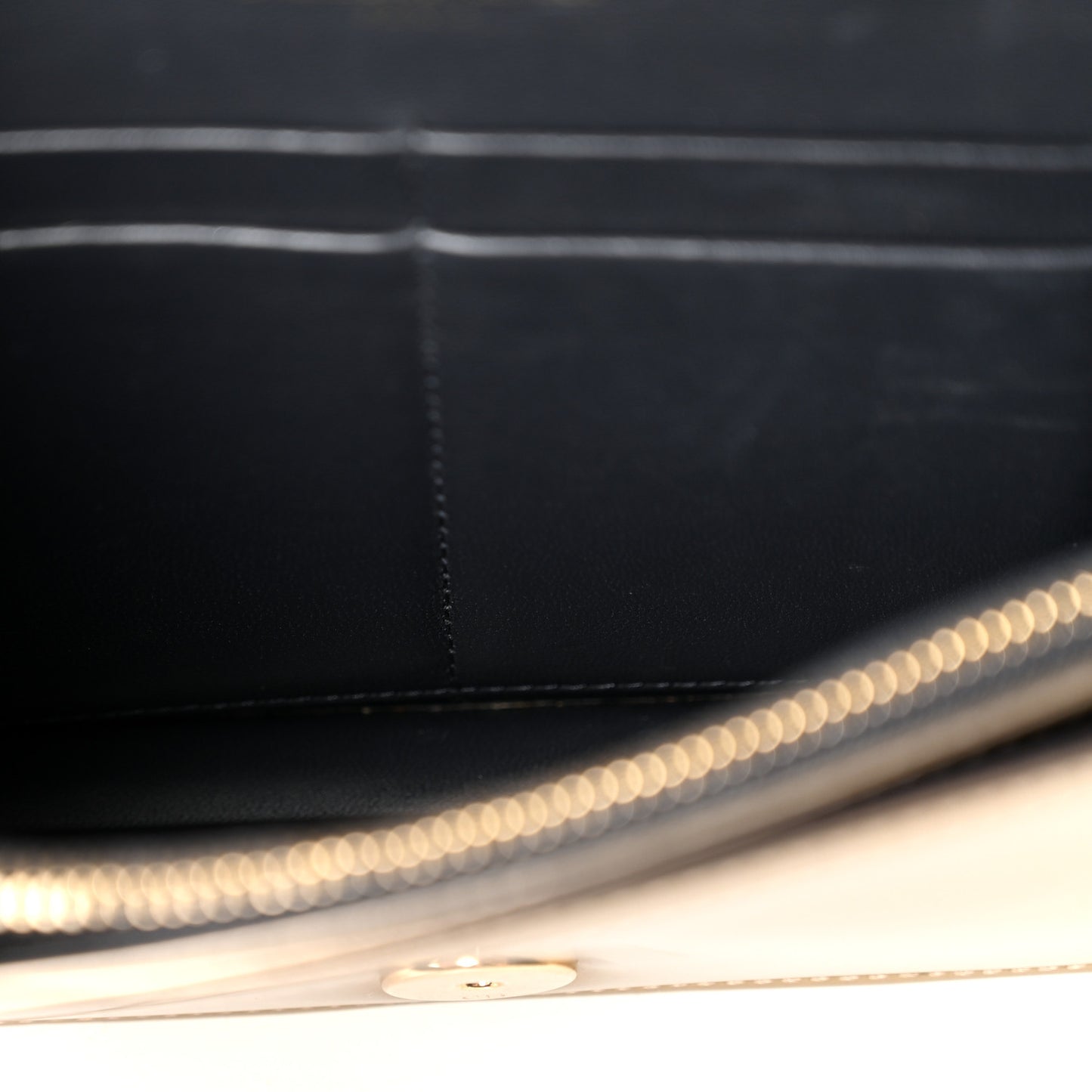 Metallic Patent Micro-Cannage Diorama Wallet on Chain Pouch Gold