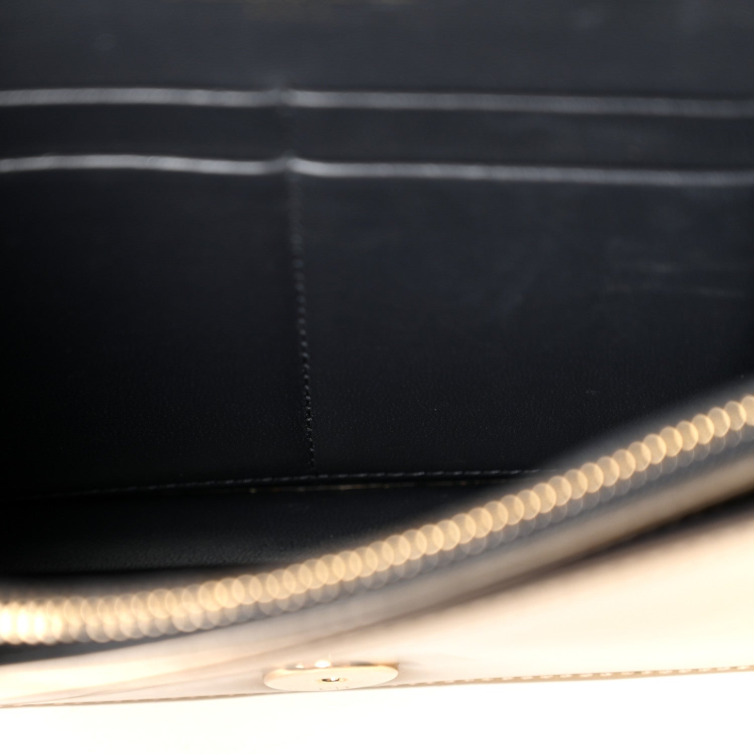 Christian Dior Metallic Patent Micro-Cannage Diorama Wallet on Chain Pouch Gold 5 of 9
