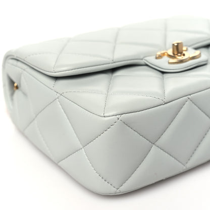 Chanel Lambskin Enamel Pearl Quilted Mini Charm Me Square Flap Light Blue 9 of 11