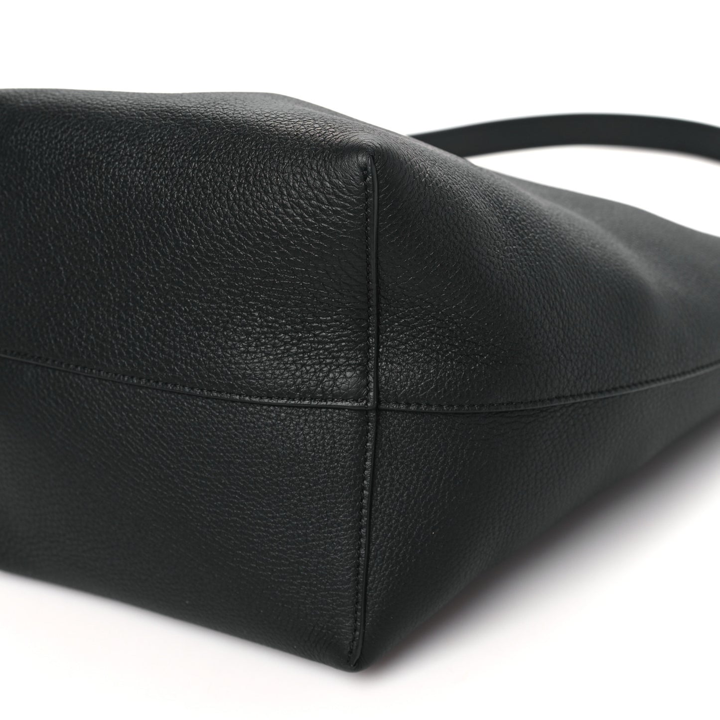 Grained Calfskin Medium N/S Hook Tote Black