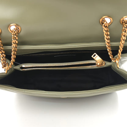 Saint Laurent Calfskin Y Quilted Monogram Medium Loulou Chain Satchel Light Sage 4 of 10