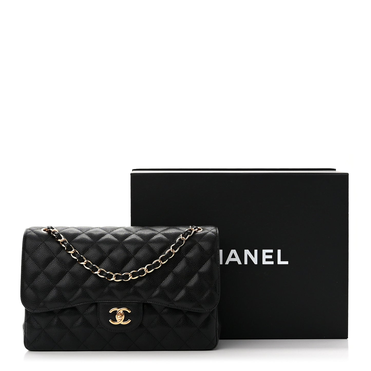 Caviar Quilted Jumbo Double Flap Black
