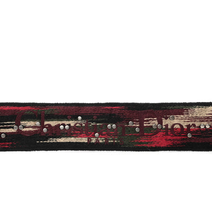 Christian Dior Canvas Embroidered Studded Bohemian Shoulder Strap Red 3 of 4