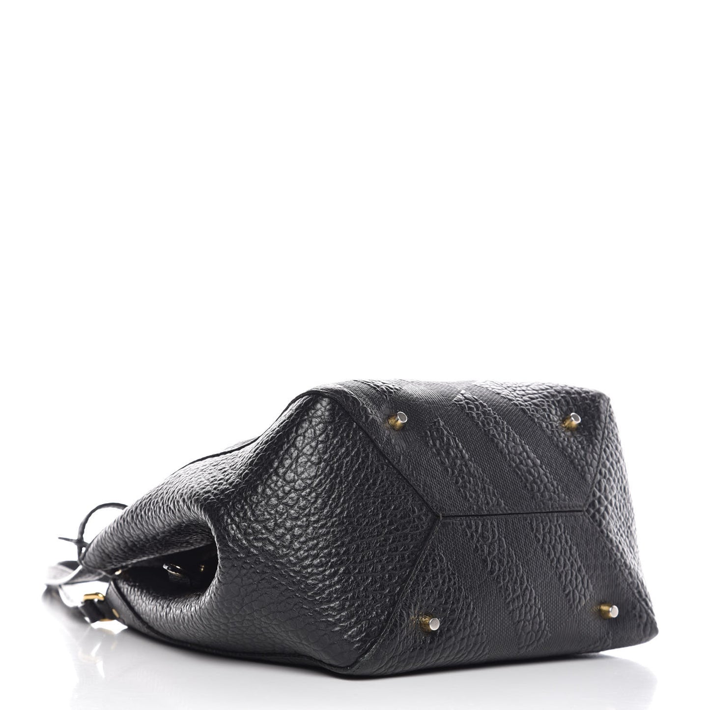 Signature Grain Calfskin Check Embossed Small Canterbury Tote Black