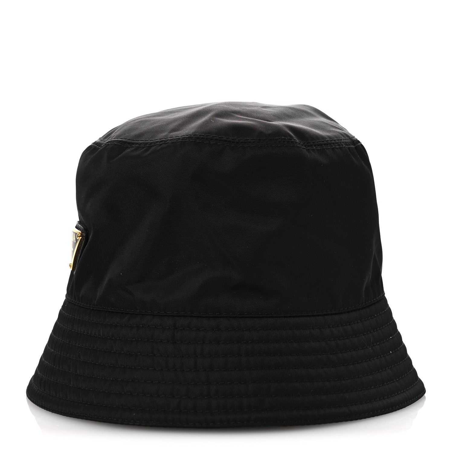 Prada Re-Nylon Metal Triangle Logo Womens Bucket Hat M Black 4 of 8