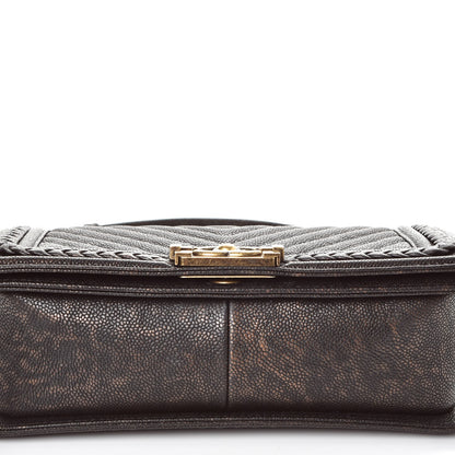 Chanel Patinated Calfskin Chevron Quilted Medium Braid Around Boy Flap Brown 8 of 10