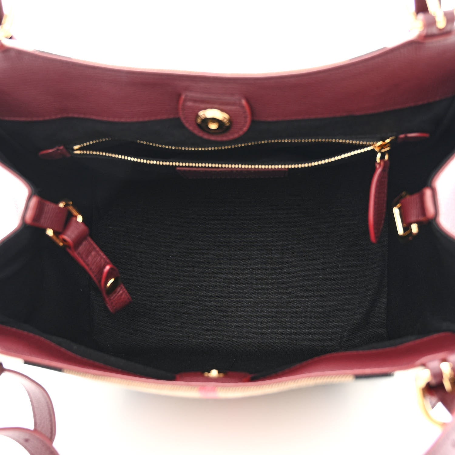 Burberry House Check Grainy Calfskin Small Canterbury Tote Mahogany Red 5 of 11