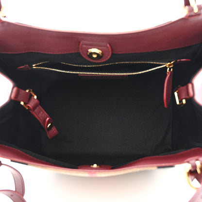 Burberry House Check Grainy Calfskin Small Canterbury Tote Mahogany Red 5 of 11