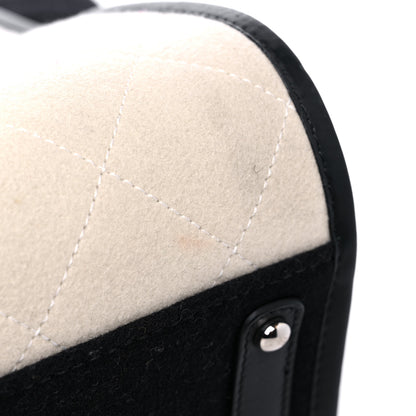 Chanel Wool Felt Calfskin Large Deauville Tote White Black 11 of 12