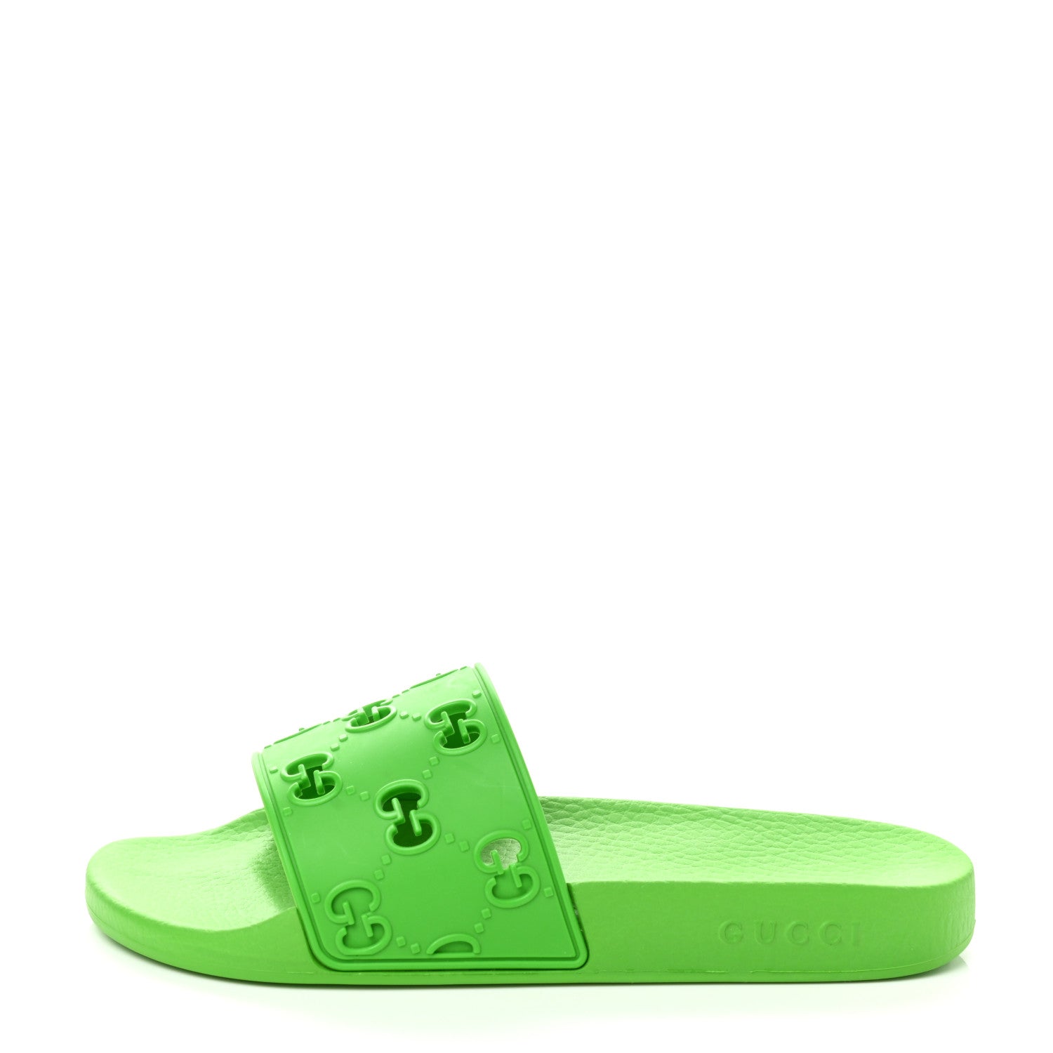 Gucci Rubber GG Monogram Perforated Womens Slide Sandals 38 Green 1 of 8