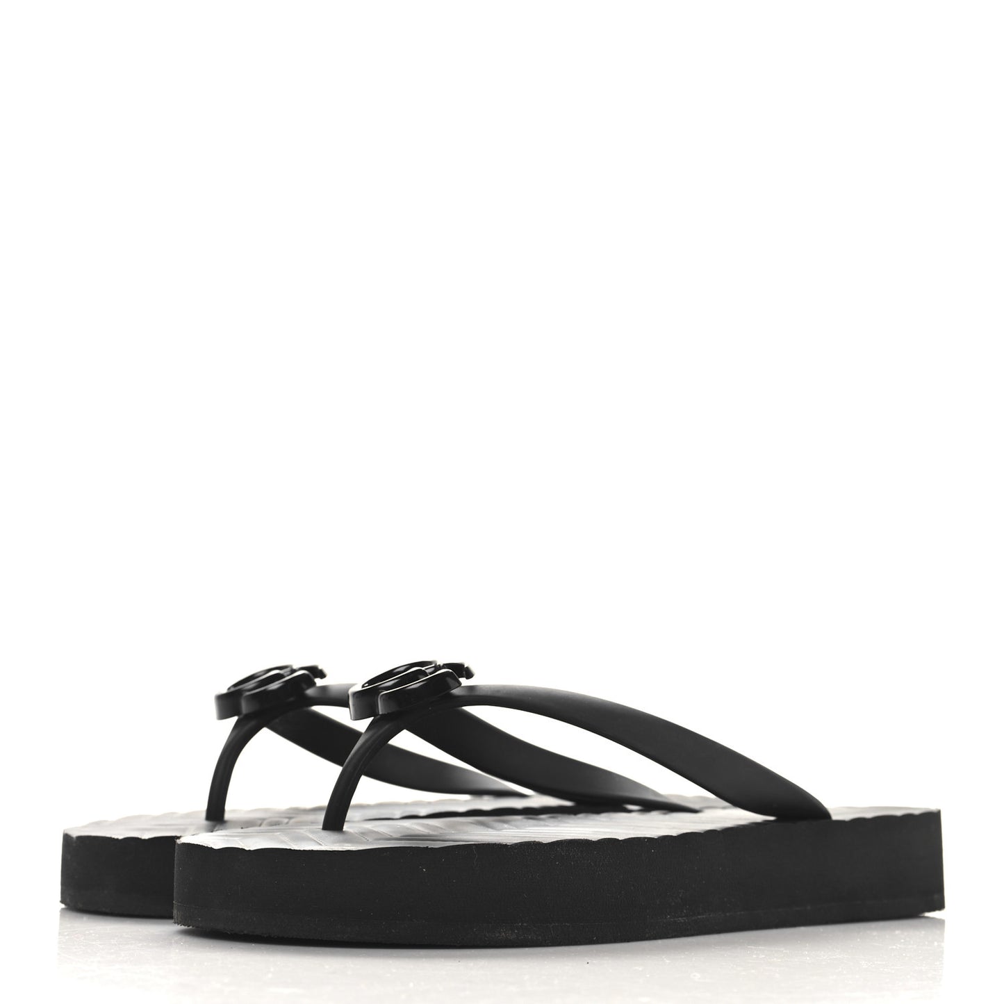 Rubber Chevron Womens GG Thong Sandals 40 Black