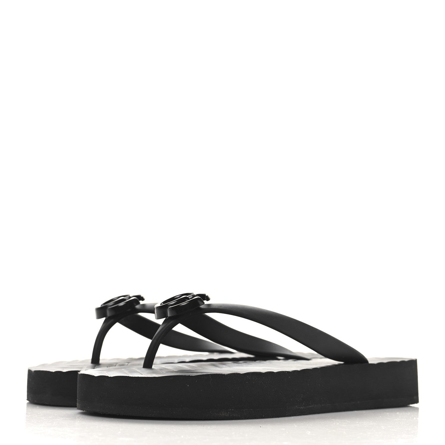 Gucci Rubber Chevron Womens GG Thong Sandals 40 Black 4 of 8
