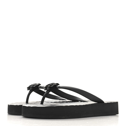 Gucci Rubber Chevron Womens GG Thong Sandals 40 Black 4 of 8