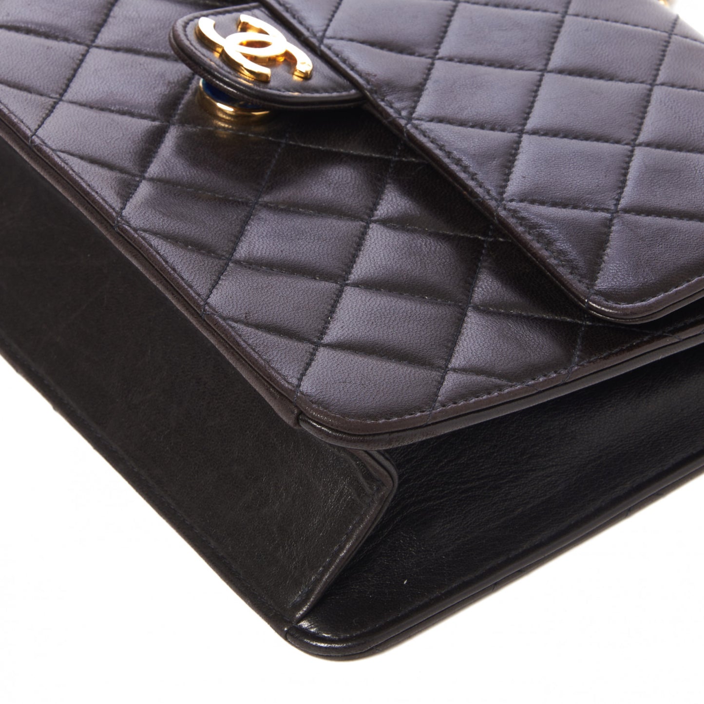 Lambskin Quilted Small Single Flap Black