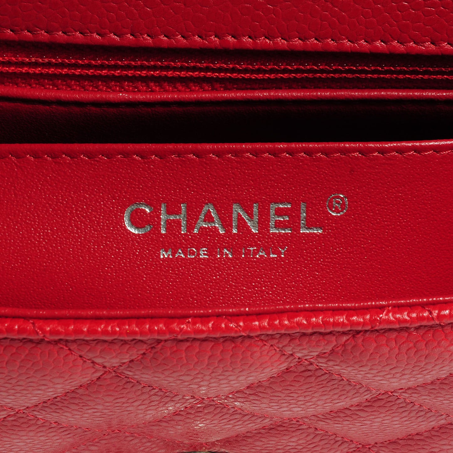 Caviar Quilted Mini Square Flap Red